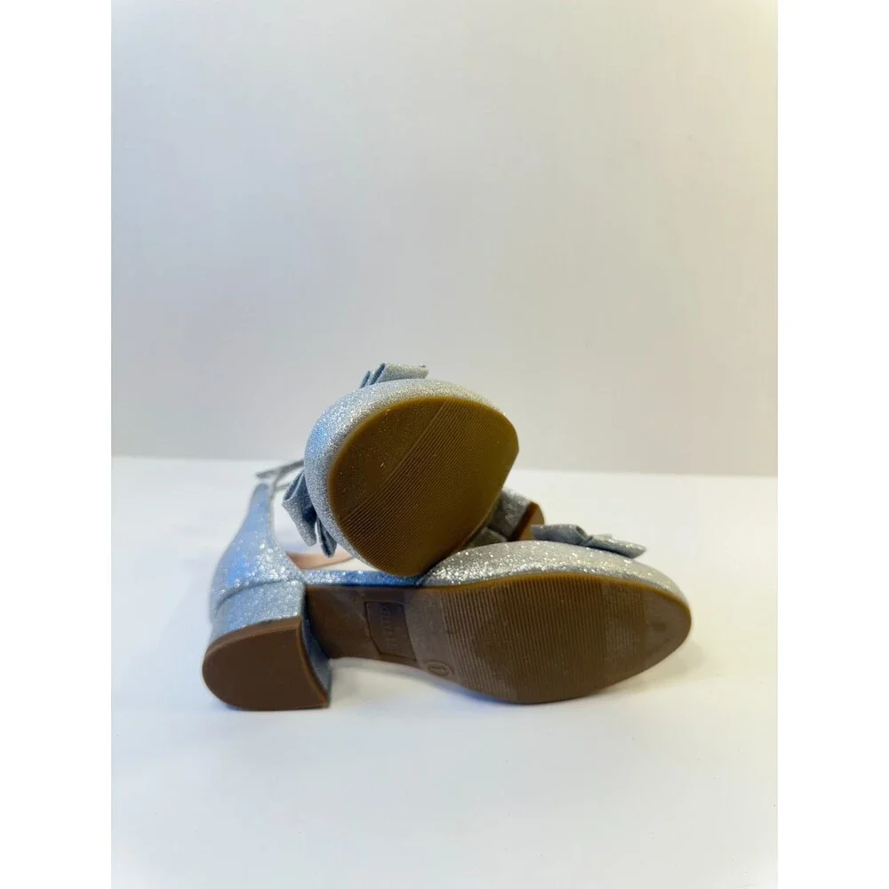 C25. Kelly & Katie Kids Heels Blue Glitter Vicoria Pump-US 1 Youths